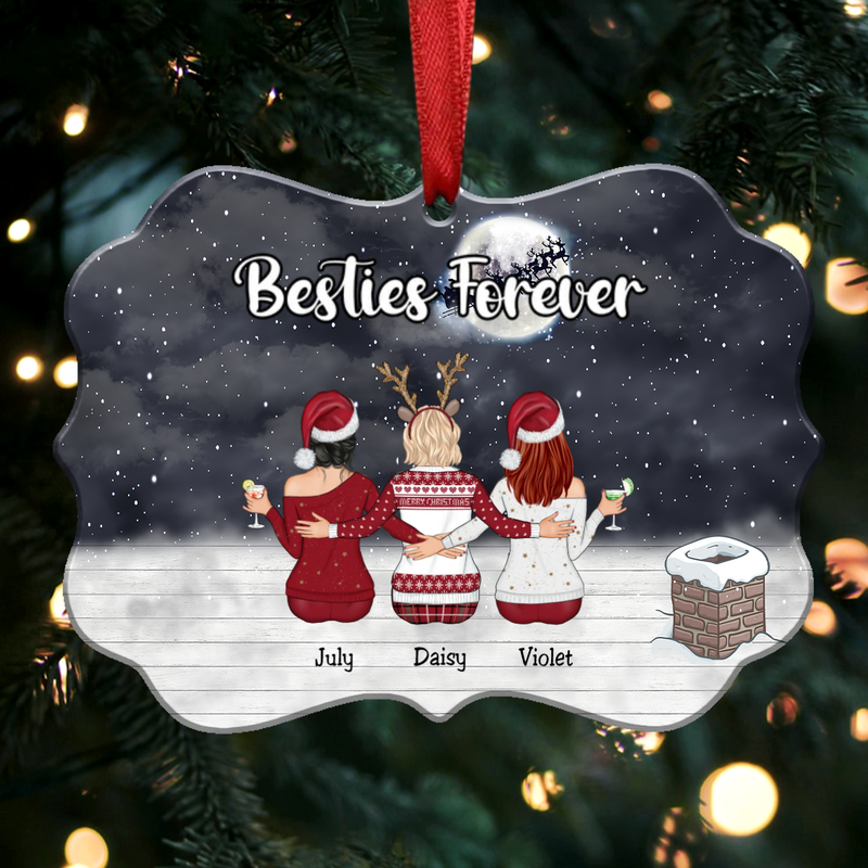 Up to 9 Women - Xmas Ornament - Besties Forever (Ver2) - Personalized Christmas Ornament