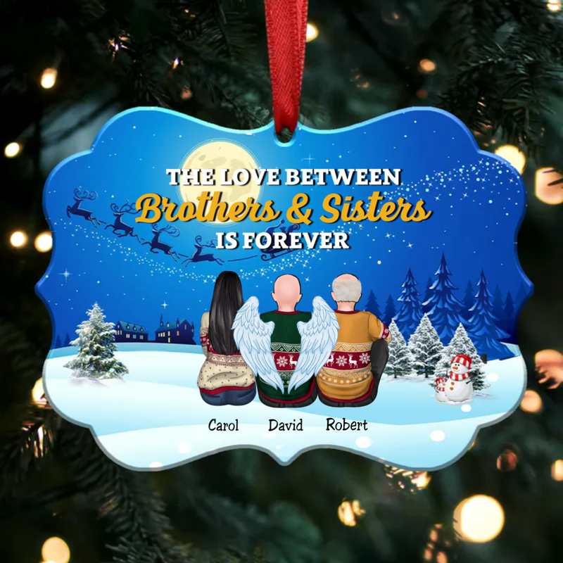 The Love Between Brothers & Sisters Is Forever - Personalized Christmas Ornament (Moon)