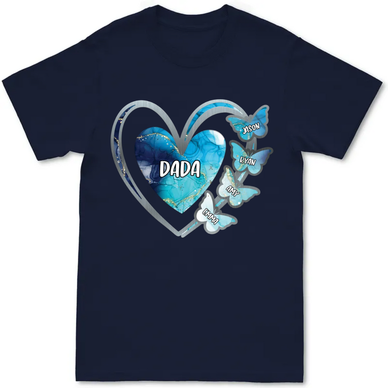 Family - Grandma, Mom Heart Butterfly Kids V2 - Personalized Unisex T-Shirt - Makezbright Gifts