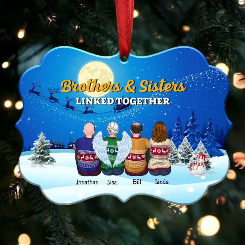Brothers And Sisters Linked Together - Personalized Christmas Ornament (Moon) - Makezbright Gifts