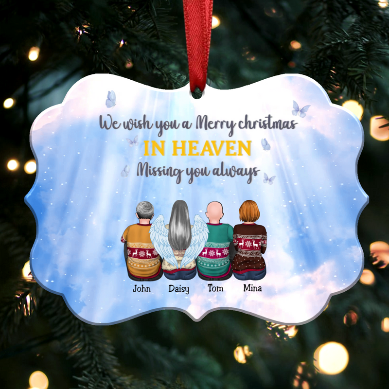 We Wish You A Merry Christmas In Heaven Missing You Always - Personalized Christmas Ornament - Memorial Ornaments (Sky)