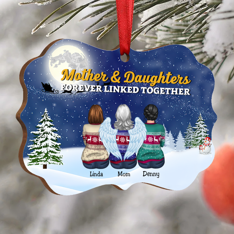 Mother Memorial Gift - Mother & Daughter Forever Linked Together V2 - Personalized Christmas Ornament