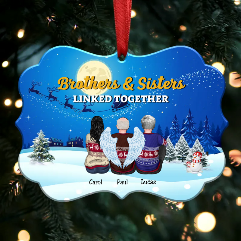 Brothers And Sisters Linked Together - Personalized Christmas Ornament (Moon) - Makezbright Gifts