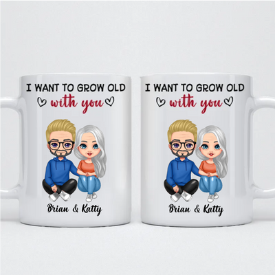Old Couple - I Want To Grow Old With You  - Personalized Mug - Makezbright Gifts