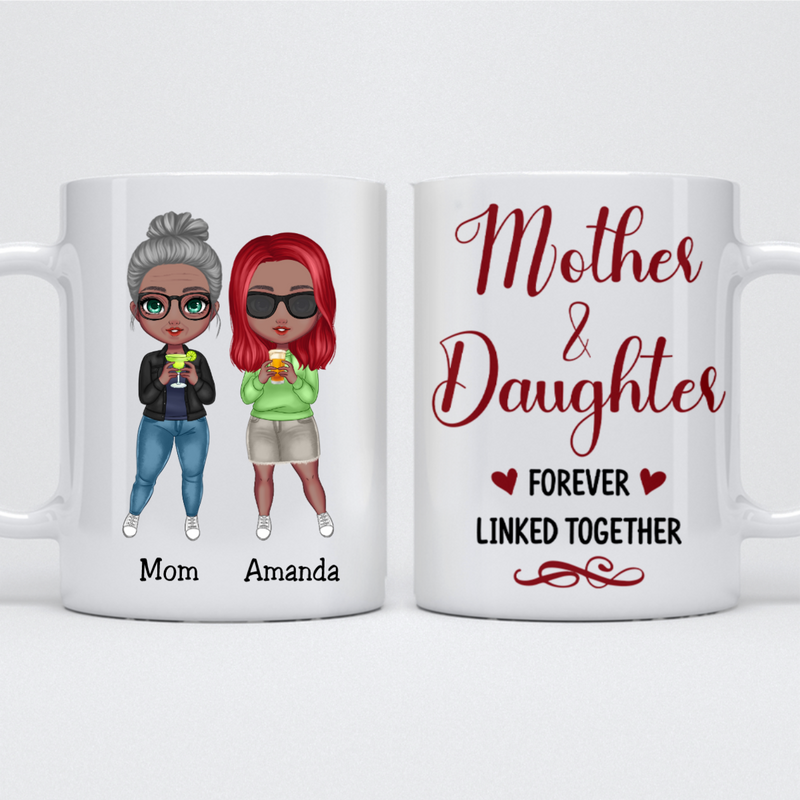 Mother And Daughter - Mother & Daughters Forever Linked Together - Personalized Mug - Makezbright Gifts