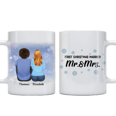 Couple - First Christmas Married Mr. And Mrs. - Personalized Mug - Makezbright Gifts