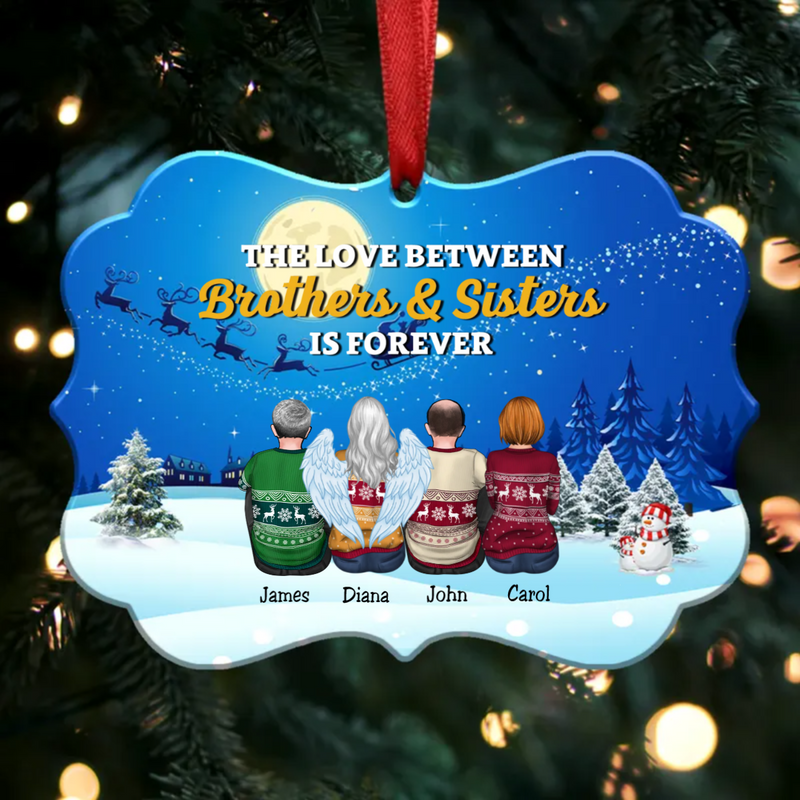 The Love Between Brothers & Sisters Is Forever - Personalized Christmas Ornament (Moon)