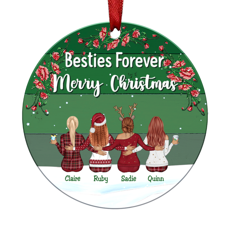 Besties Forever - Personalized Ceramic Ornament - Christmas Gift For Best Friend