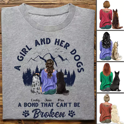 Dog Lovers - A Girl And Her Dog A Bond That Can't Be Broken - Personalized Unisex T-shirt - Makezbright Gifts