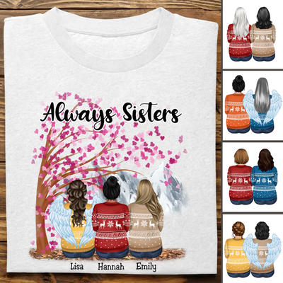 Sisters - Always Sisters - Personalized Unisex T-Shirt (Blossom) - Makezbright Gifts