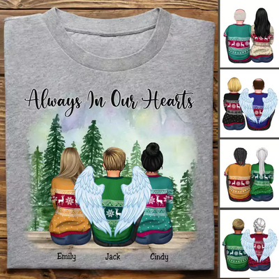 Best Friends - Always In Our Hearts - Personalized Unisex T-Shirt (Lake) - Makezbright Gifts
