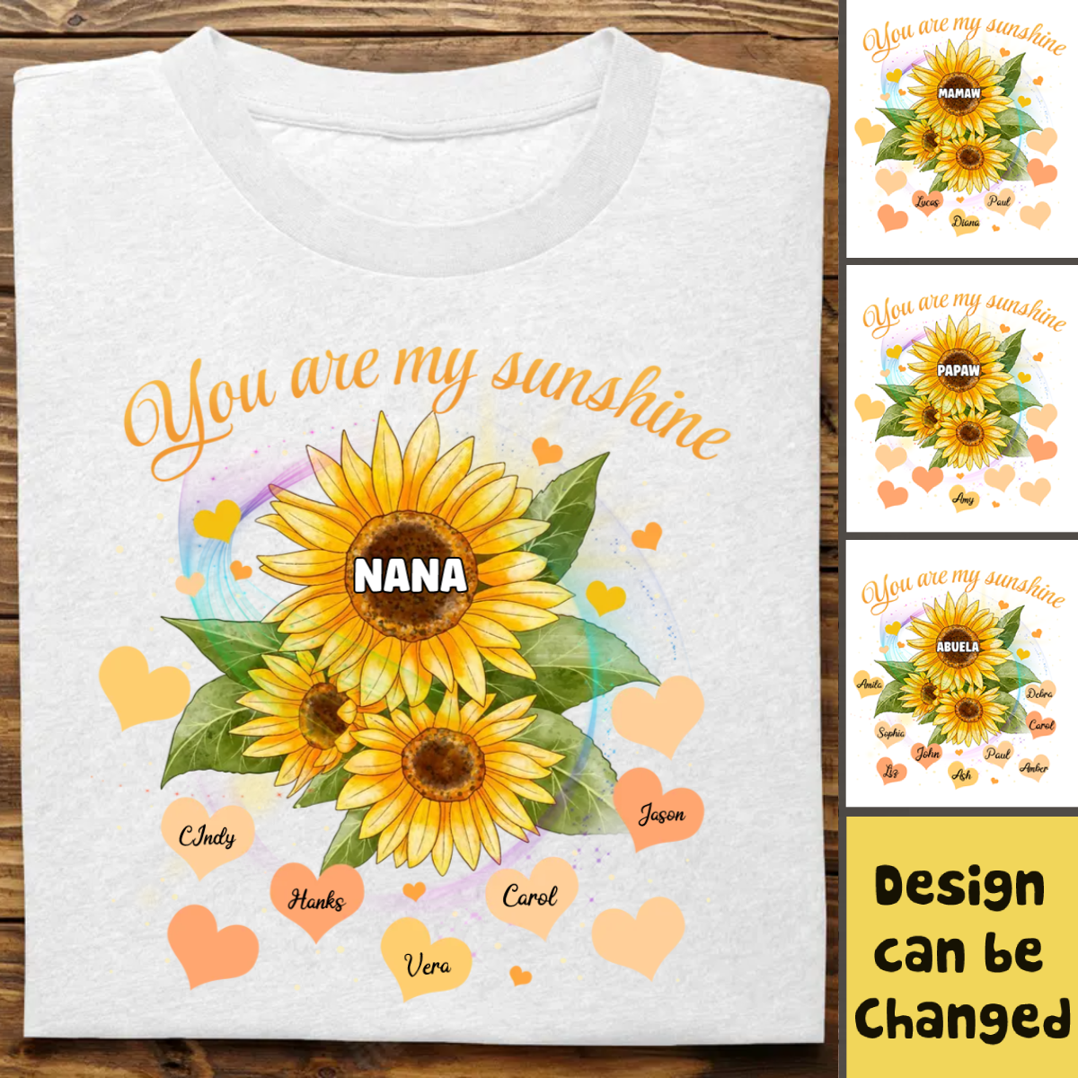 Discover Family - Grandma Sunflower You Are My Sunshine - Personalized Unisex T-shirt