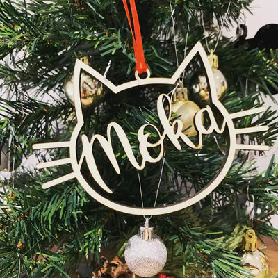Cat Face Memorial Ornament - Personalized Acrylicen Ornaments - Makezbright Gifts
