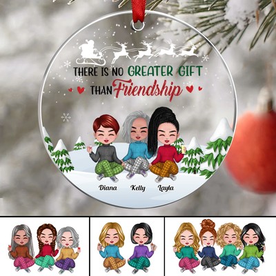 Besties - There Is No Greater Gift Than Friendship - Personalized Transparent Ornament (Ver 3) - Makezbright Gifts