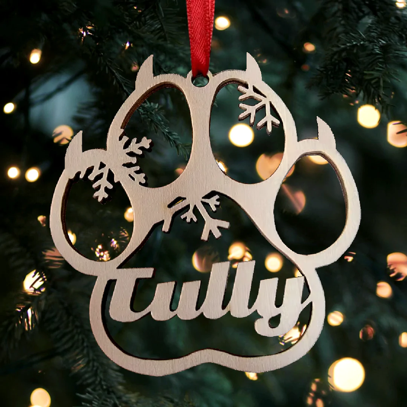 PERSONALIZED DOG/CAT PAW CHRISTMAS STAINLESS STEEL ORNAMENT - Makezbright Gifts