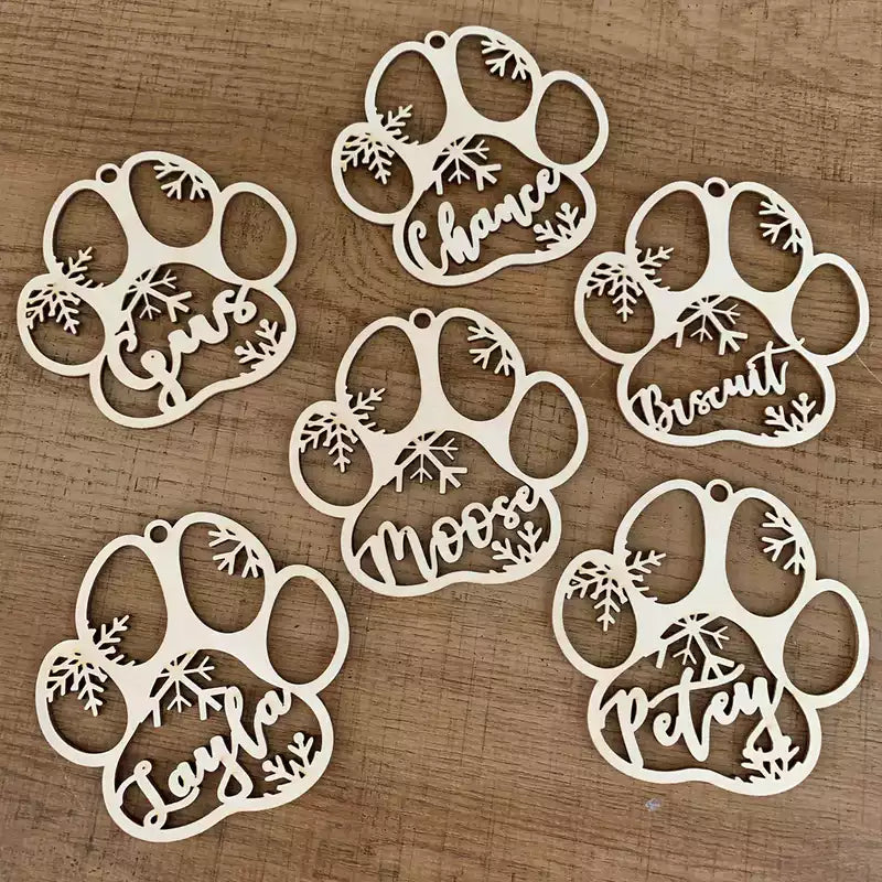 Dog Paw Memorial Ornament - Personalized Acrylicen Ornaments - Makezbright Gifts