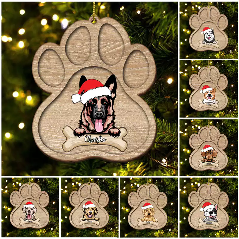 (Ver1) Personalized Dog Paw Ornament Christmas - Personalized Gift for Dog Lovers