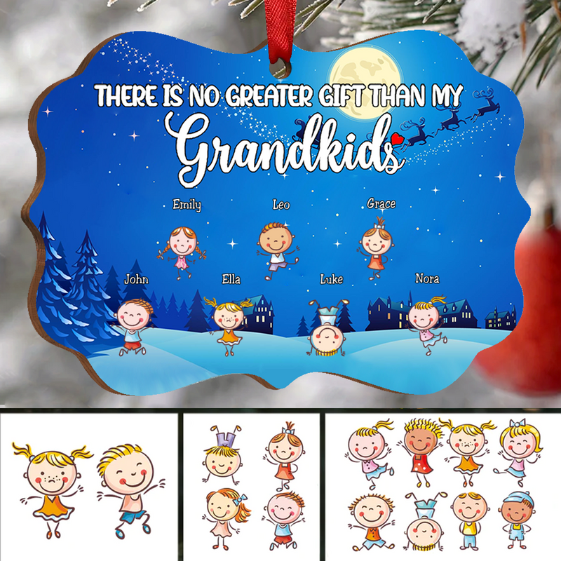 Grandkids - There Is No Greater Gift Than My Grandkids - Personalized Acrylic Ornament (Moon)